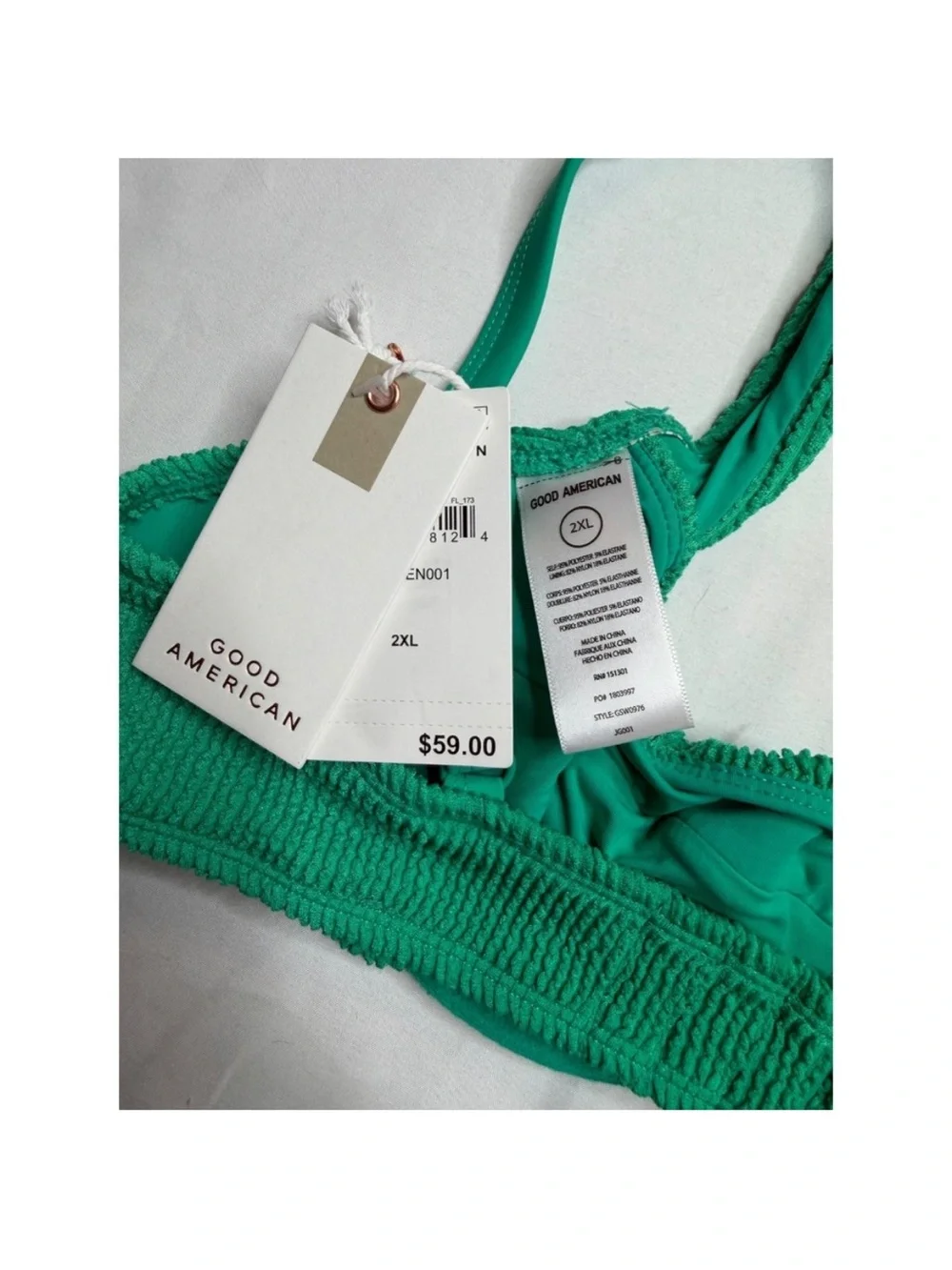 Good American Ribbed Underwire Bralette — Green